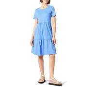 Amazon Essentials Robe à Volants à Manches Courtes et Col Rond Femme, Bleu, S