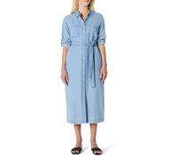 Amazon Essentials Robe boutonnée à Manches Longues en Chambray en Denim pour Femme, Bleu glacé délavé, Taille M