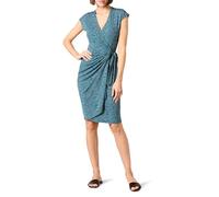Amazon Essentials Robe cache-cœur classique, manches cape (disponible en grande taille) Femme, Bleu Marguerites, 5XL Grande taille
