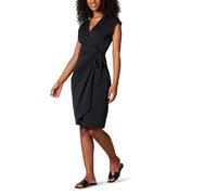 Amazon Essentials Robe Cache-cœur Classique, Manches Cape (Disponible en Grande Taille) Femme, Noir, L