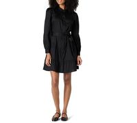 Amazon Essentials Robe Chemise à Volants en Satin de Coton, Coupe Classique Femme, Noir, XL