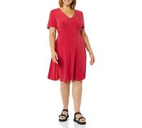 Amazon Essentials Robe Cintrée Et Évasée À Manches Courtes Et Col en V Femme, Rouge Framboise, XXL