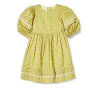 Amazon Essentials Robe Cintrée Et Évasée Manches Bouffantes 100 % Coton Fille, Citron Posey Floral, 9 ans