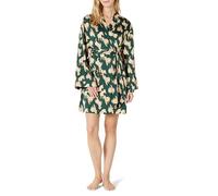 Amazon Essentials Robe de Chambre en Satin à Coupe Décontractée Femme, Vert Foncé Beige Zèbre, M