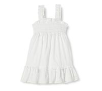 Amazon Essentials Robe Débardeur Ajustée et Évasée en Satin de Coton Smocké Fille, Blanc, 6-7 Ans