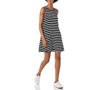 Amazon Essentials Robe débardeur cintrée (Disponible en Grande Taille) Femme, Noir Tissu Rayé, L
