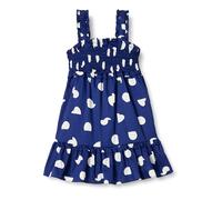 Amazon Essentials Robe Débardeur Smockée 100 % Coton Fille, Bleu Marine Abstrait Points, 6-7 ans
