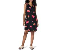 Amazon Essentials Robe Droite Tissée sans Manches Femme, Noir Rose Fleurs, S