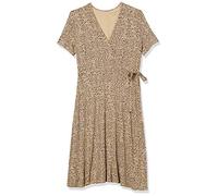 Amazon Essentials Robe Effet Cache-cœur à Manches Courtes Femme, Rosé Clair Imprimé Léopard, M