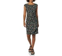 Amazon Essentials Robe Effet Portefeuille, col Bateau et Mancherons Femme, Noir Jaune Floral, L
