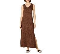 Amazon Essentials Robe en Jersey Très Longue, Encolure en V, Fendue sur Le Côté Femme, Brun Caramel Foncé Impriméanimaux, XS