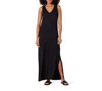 Amazon Essentials Robe en Jersey Très Longue, Encolure en V, Fendue sur Le Côté Femme, Noir, XL