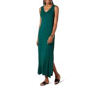 Amazon Essentials Robe en Jersey Très Longue, Encolure en V, Fendue sur Le Côté Femme, Vert Foncé, S