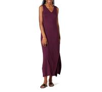 Amazon Essentials Robe en Jersey Très Longue, Encolure en V, Fendue sur Le Côté Femme, Violet Foncé, XS