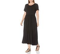 Amazon Essentials Robe Longue Cintrée À Manches Courtes (Grandes Tailles Disponibles) Femme, Noir, M