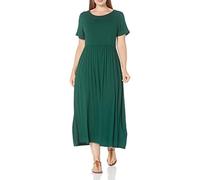 Amazon Essentials Robe Longue Cintrée À Manches Courtes (Grandes Tailles Disponibles) Femme, Vert Jade, S