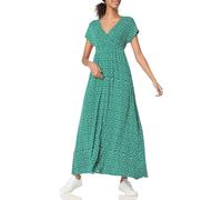 Amazon Essentials Robe longue cintrée (disponible en grande taille) Femme, Vert Imprimé Feuilles, S