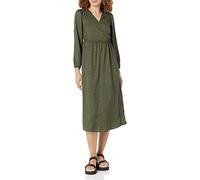 Amazon Essentials Robe midi légère en Georgette à Manches Longues avec col en V (Disponible en Grande Taille) Femme, Olive Foncé Animaux Abstrait, XS