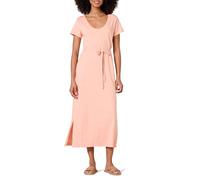 Amazon Essentials Robe t-Shirt mi-Longue, ceinturée, à Manches Courtes Femme, Rose Corail, L