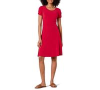 Amazon Essentials Robe trapèze froncée à Manches Courtes et col Rond (Disponible en Grande Taille) Femme, Rouge Framboise, XXL