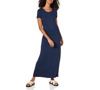 Amazon Essentials Robe Très Longue Fluide à Manches Courtes Femme, Bleu Marine, S