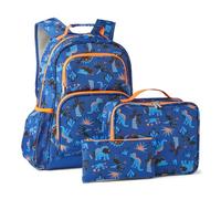 Amazon Essentials Sac à Dos pour l’École pour Enfants avec Sac à Repas et Trousse, Sac à Dos Étudiant Multi-Poches et Anti-Déchirures, Lot de Fournitures Scolaires, Bleu Marine, Lot de 3 Pièces