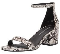 Amazon Essentials Sandale à Talons et Double Bride Femme, Noir Blanc Simili Peau de Serpent, 43 EU
