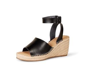 Amazon Essentials Sandale Espadrille Compensée Confortable Femme, Noir, 37.5 EU