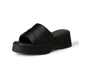 Amazon Essentials Sandale Plateforme À Enfiler Femme, Noir Satiné, 41 EU