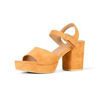Amazon Essentials Sandales à Talon Plateforme Femme, Dark Orange Simili Suède, 44.5 EU