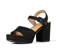 Amazon Essentials Sandales à Talon Plateforme Femme, Noir Simili Suède, 44.5 EU
