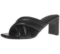 Amazon Essentials Sandales Croisées à Talons avec Lanières Rembourrées et Semelle Intérieure en Mousse à Mémoire de Forme Femme, Noir Faux Cuir, 43 EU