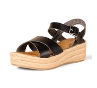 Amazon Essentials Sandales Espadrilles Plates Compensées Femme, Noir, 43 EU