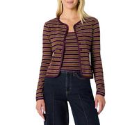 Amazon Essentials (Sélection de Demi) Ensemble Cardigan Côtelé et Débardeur à Bretelles Amovibles, Coupe Ajustée Femme, Bordeaux Brun Rayures, L