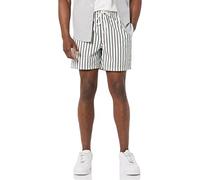 Amazon Essentials Short avec Cordon de Serrage, Entrejambe de 15cm Homme, Vert Rose Rayures Verticales, M
