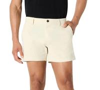 Amazon Essentials Short Chino 13cm, Extensible et Confortable, à Devant Plat, Coupe Ajustée Homme, Blanc Cassé, 32W