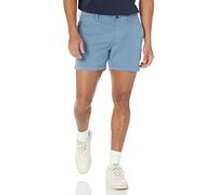 Amazon Essentials Short Chino 13cm, Extensible et Confortable, à Devant Plat, Coupe Ajustée Homme, Bleu, 34W