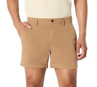 Amazon Essentials Short Chino 13cm, Extensible et Confortable, à Devant Plat, Coupe Ajustée Homme, Brun Kaki Foncé, 32W