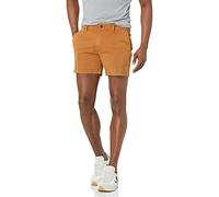 Amazon Essentials Short Chino 13cm, Extensible et Confortable, à Devant Plat, Coupe Ajustée Homme, Brun Tabac, 29W