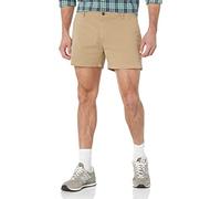 Amazon Essentials Short Chino 13cm, Extensible et Confortable, à Devant Plat, Coupe Ajustée Homme, Brun Kaki, 32W