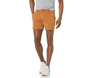 Amazon Essentials Short Chino 13cm, Extensible et Confortable, à Devant Plat, Coupe Ajustée Homme, Brun Tabac, 29W