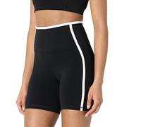 Amazon Essentials Short Cycliste Active FormFlex Ultra Doux avec Bordure Contrastée, Taille Haute, 15cm Femme, Blanc/Noir, XL