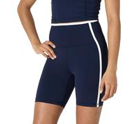 Amazon Essentials Short Cycliste Active FormFlex Ultra Doux avec Bordure Contrastée, Taille Haute, 15cm Femme, Blanc/Bleu Marine, XL