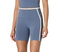Amazon Essentials Short Cycliste Active FormFlex Ultra Doux avec Bordure Contrastée, Taille Haute, 15cm Femme, Blanc/Gris Ardoise, S
