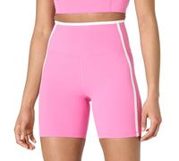 Amazon Essentials Short Cycliste Active FormFlex Ultra Doux avec Bordure Contrastée, Taille Haute, 15cm Femme, Blanc/Rose Flamingo, XXL