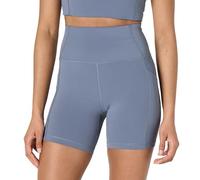 Amazon Essentials Short Cycliste Active FormFlex Ultra Doux avec Poches, Taille Haute, 13 cm Femme, Gris Ardoise, L
