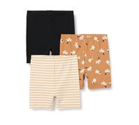 Amazon Essentials Short Cycliste en Jersey Stretch de Coton Bébé fille, Lot de 3, Lion et Poney/Noir/Rayures, 3-6 mois