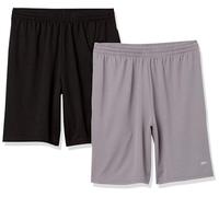 Amazon Essentials Short d’Entraînement pour le Basket-ball et la Gym en Tissu Technique Performant, Coupe Ample, Homme, Lot de 2, Gris/Noir, XXL