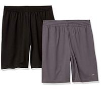 Amazon Essentials Short d’Entraînement pour Le Basket-Ball et la Gym en Tissu Technique Performant, Coupe Ample Homme, Lot de 2, Gris Foncé/Noir, XL