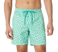Amazon Essentials Short de Bain avec Doublure en Maille, Poches et Fermeture à Cordon Homme, Bleu Clair Menthe Vert Jaune Soleil Motifs Géométriques, XL
